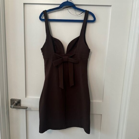 NWT Zara Dark Brown Bow Dress, XS - Picture 7 of 9